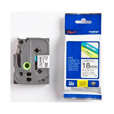Cinta Laminada Brother Tze241 Negro Sobre Blanco 18mm Tze241, Brother