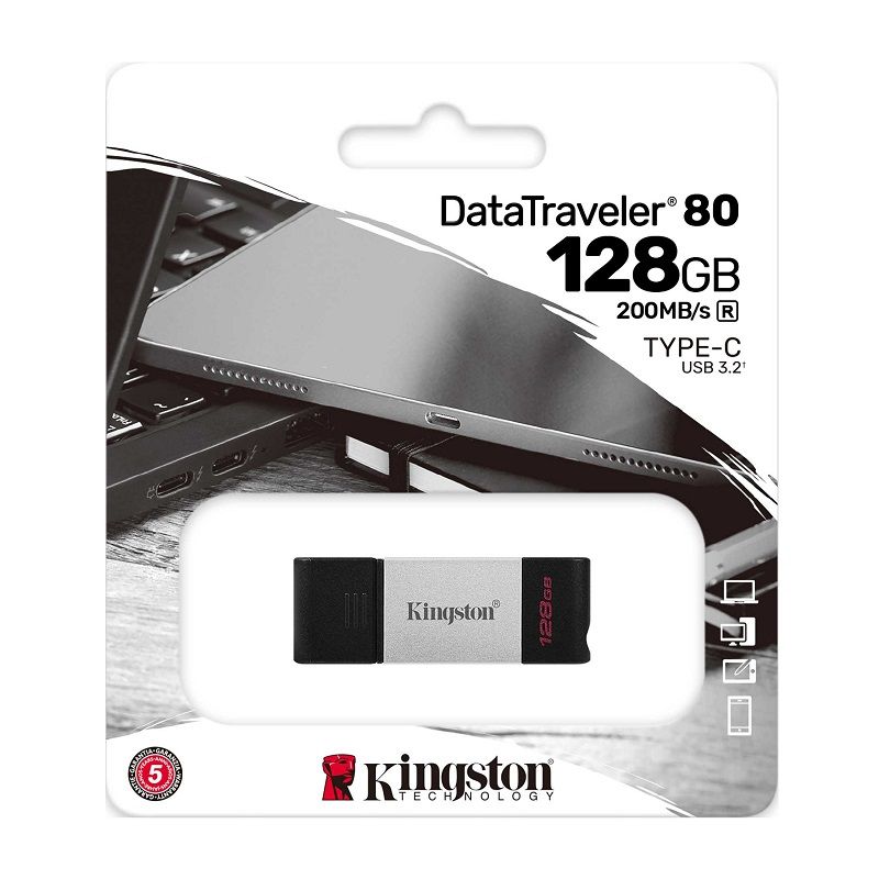 Memoria Flash Kingston 128 Gb Usb-c 3.2 Gen 1 (dt80/128gb), Kingston