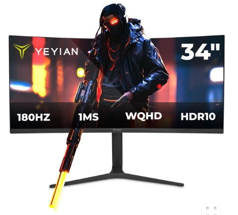 Monitor Yeyian Gamer Curvo 34 2k 180hz Ymc-fv234-m1, Yeyian